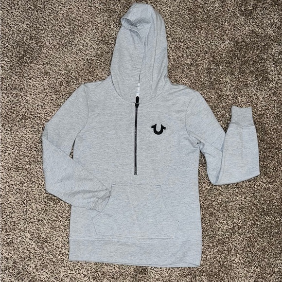 Gray Small True Religion Half Zip Hoodie - Picture 2 of 5